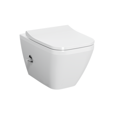 Подвесной безободковый унитаз 540x365мм Vitra Integra Square, с функцией биде и встроенным смесителем