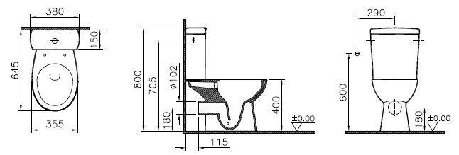 Унитаз-компакт с сиденьем микролифт белый Vitra S10 9864B003-7201