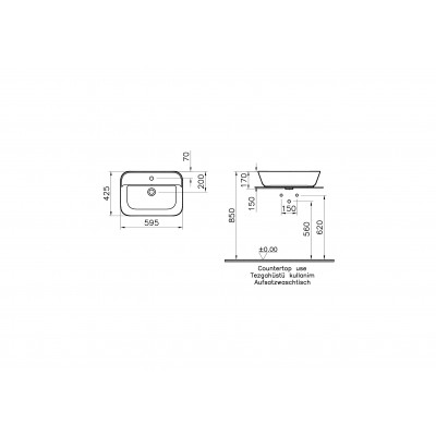 Раковина-чаша 60см белая Vitra Geo 7426B003-0001
