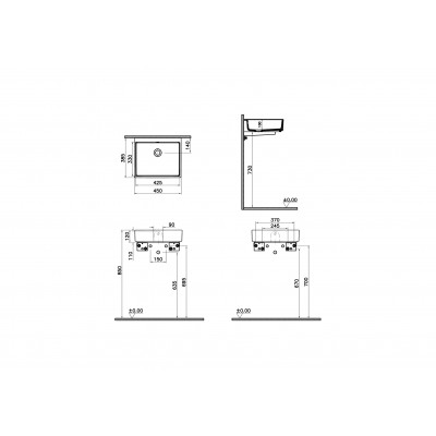 Раковина-чаша 45см белая Vitra ArchiPlan 7403B003-0012