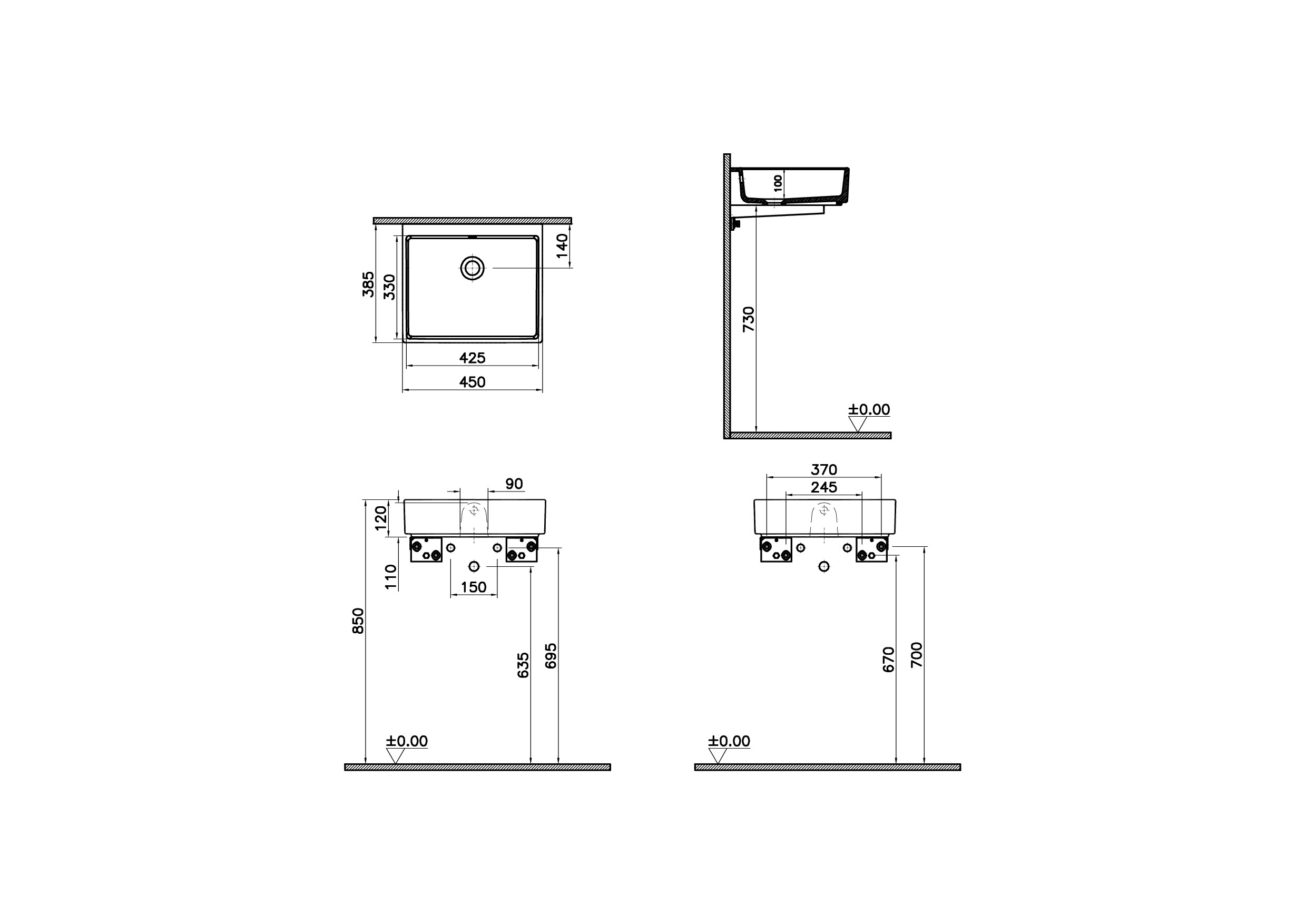 Раковина-чаша 45см белая Vitra ArchiPlan 7403B003-0012