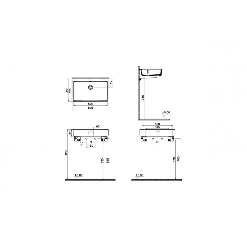 Раковина-чаша 60см белая Vitra ArchiPlan 7404B003-0012