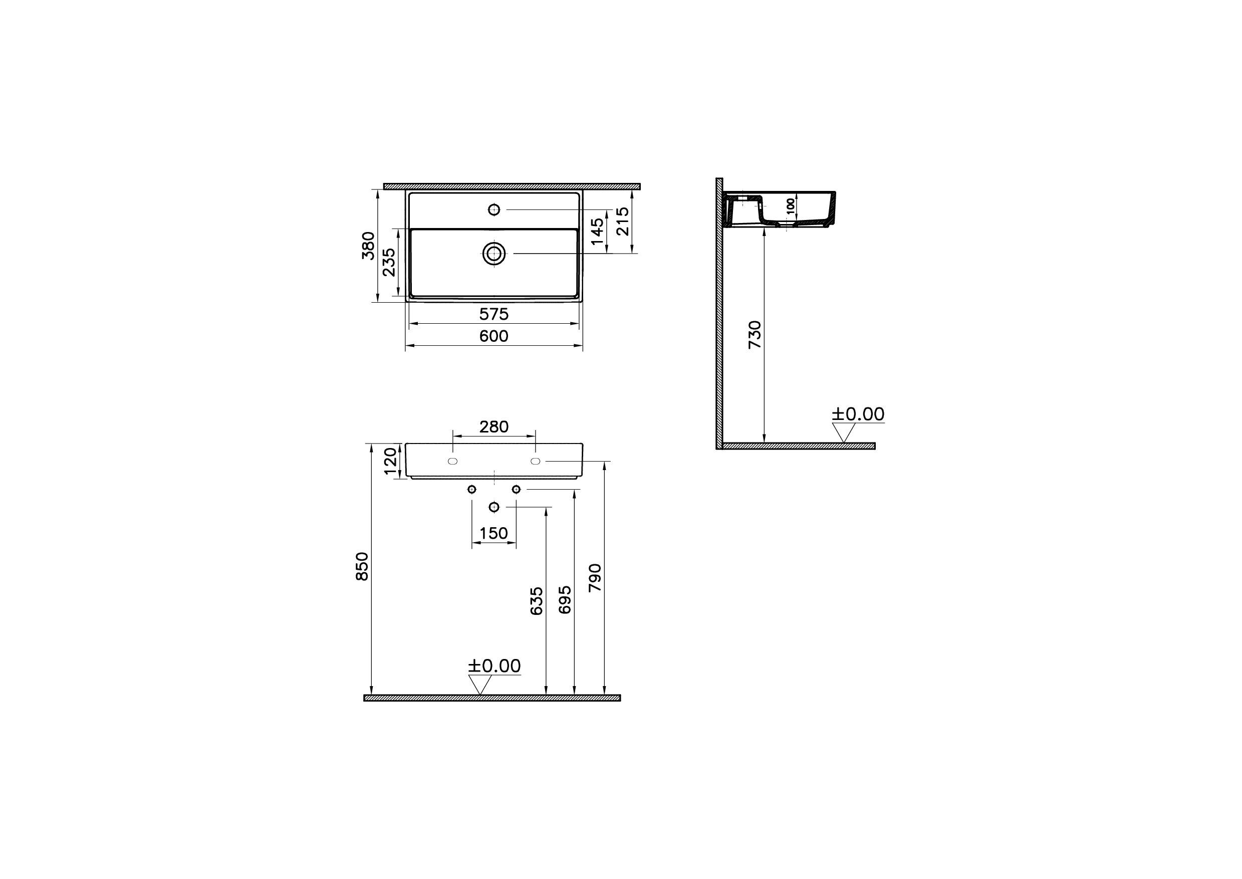 Раковина-чаша 60см белая Vitra ArchiPlan 7401B003-0001