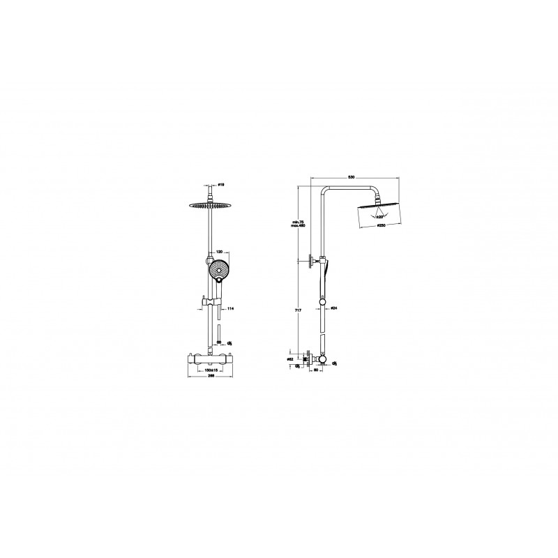 Душевая система с термостатом хром Vitra AquaHeat A47201EXP