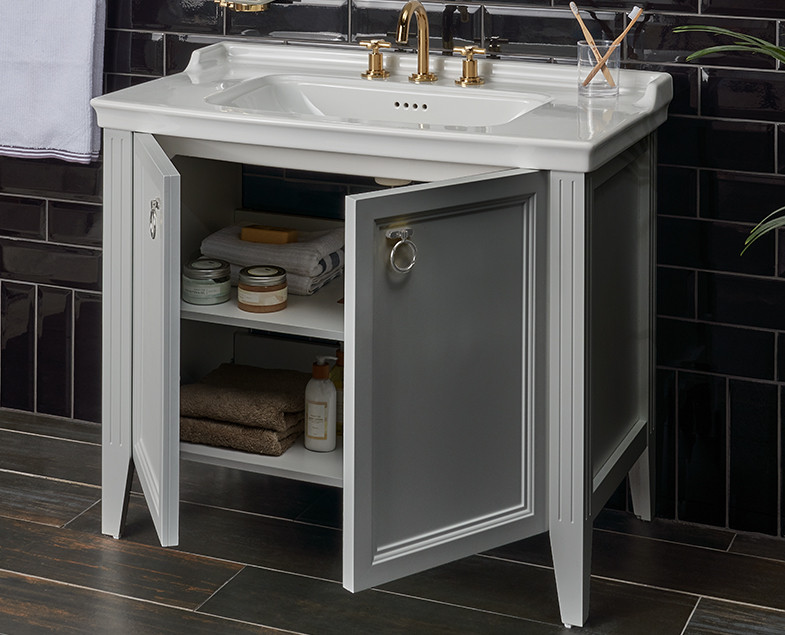 Тумба с раковиной напольная серая 80см Vitra Valarte 62154