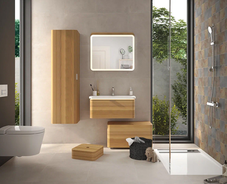 Тумба с раковиной подвесная дерево 80см Vitra Nest Trendy 56138