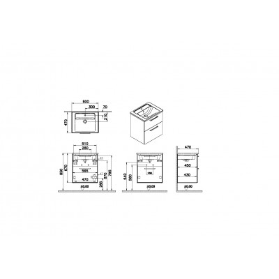 Тумба с раковиной подвесная белая 60см Vitra Root 66294