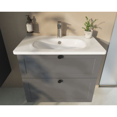 Тумба с раковиной подвесная серая 80см Vitra Root 68871
