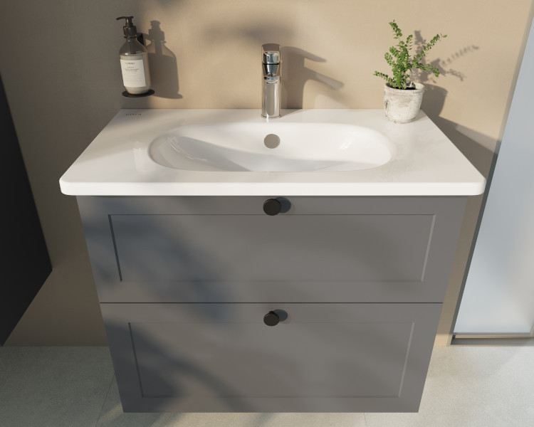 Тумба с раковиной подвесная серая 80см Vitra Root 68871