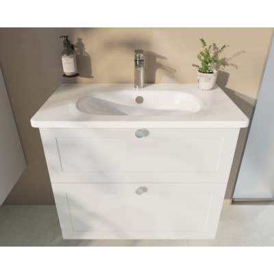 Тумба с раковиной подвесная белая 80см Vitra Root 68869