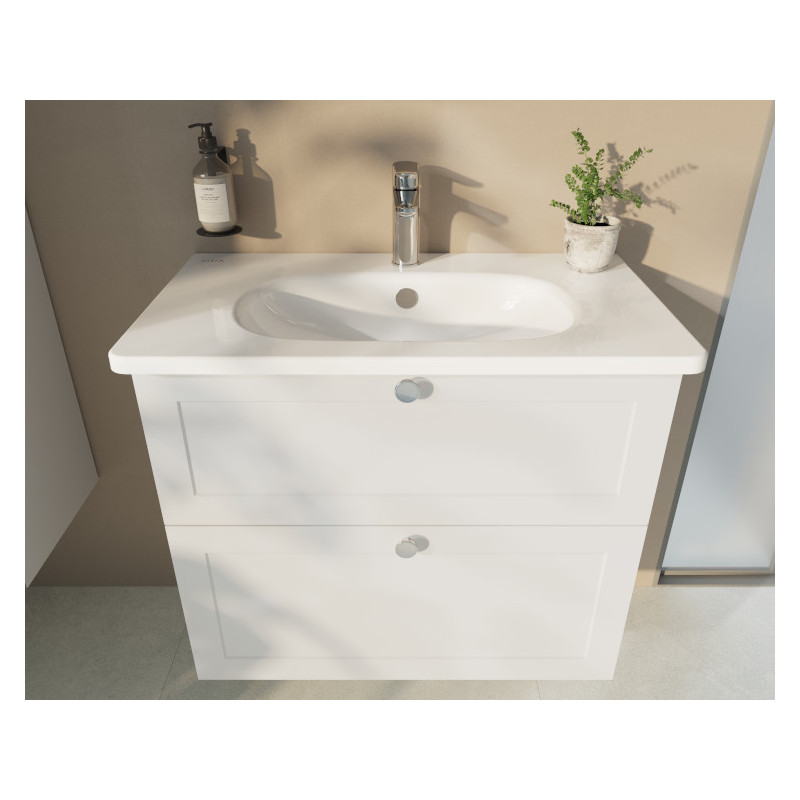 Тумба с раковиной подвесная белая 80см Vitra Root 68869