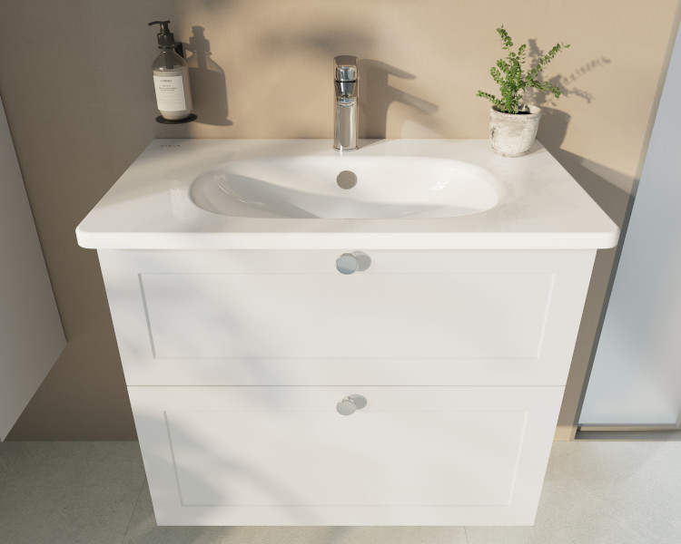 Тумба с раковиной подвесная белая 80см Vitra Root 68869