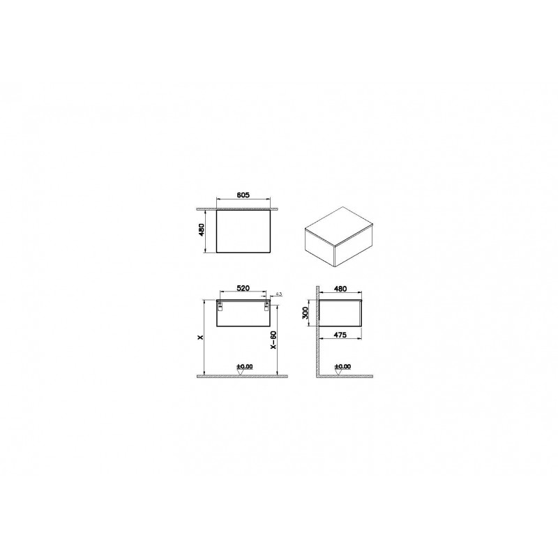 Тумба подвесная темный вяз 60см Vitra Stand 66694
