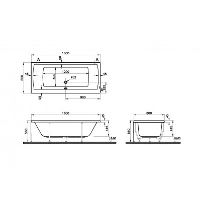 Акриловая ванна белая 180x80см Vitra Neon 52540001000