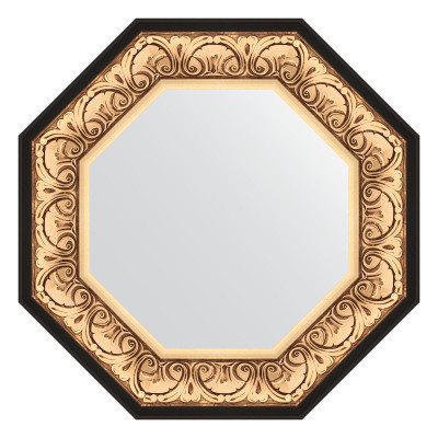Зеркало в багетной раме - золото барокко 60х60см Evoform Octagon BY 3844