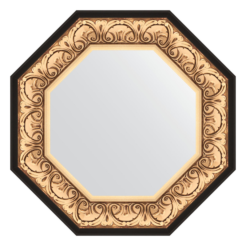 Зеркало в багетной раме - золото барокко 60х60см Evoform Octagon BY 3844
