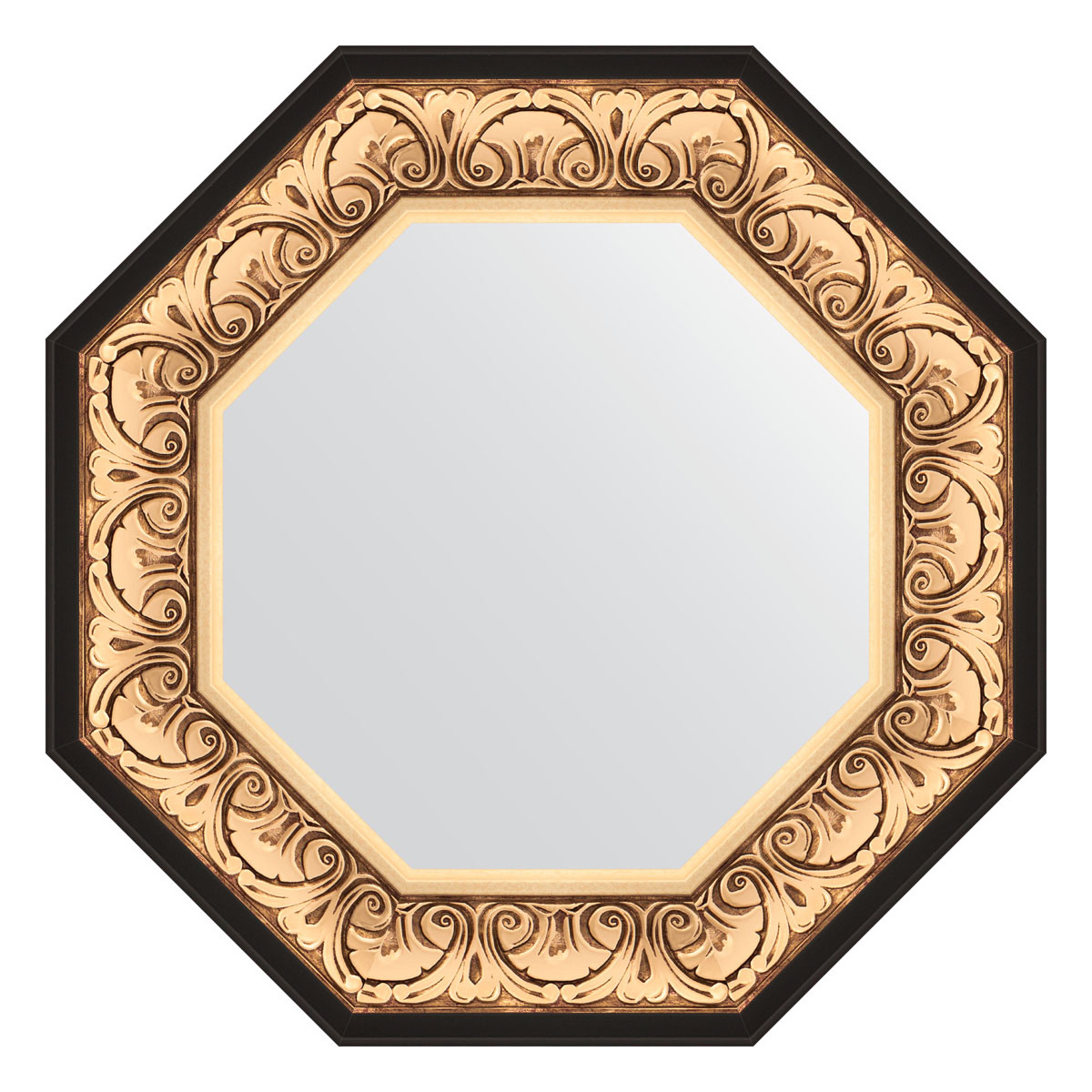 Зеркало в багетной раме - золото барокко 60х60см Evoform Octagon BY 3844