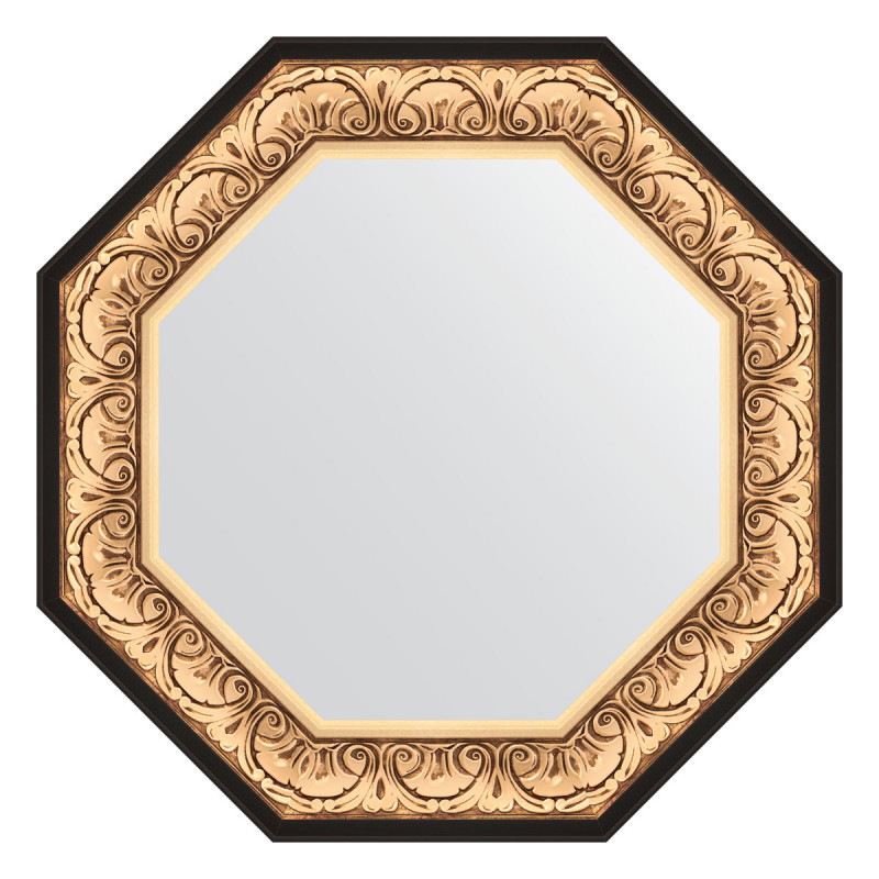 Зеркало в багетной раме - золото барокко 80х80см Evoform Octagon BY 3846