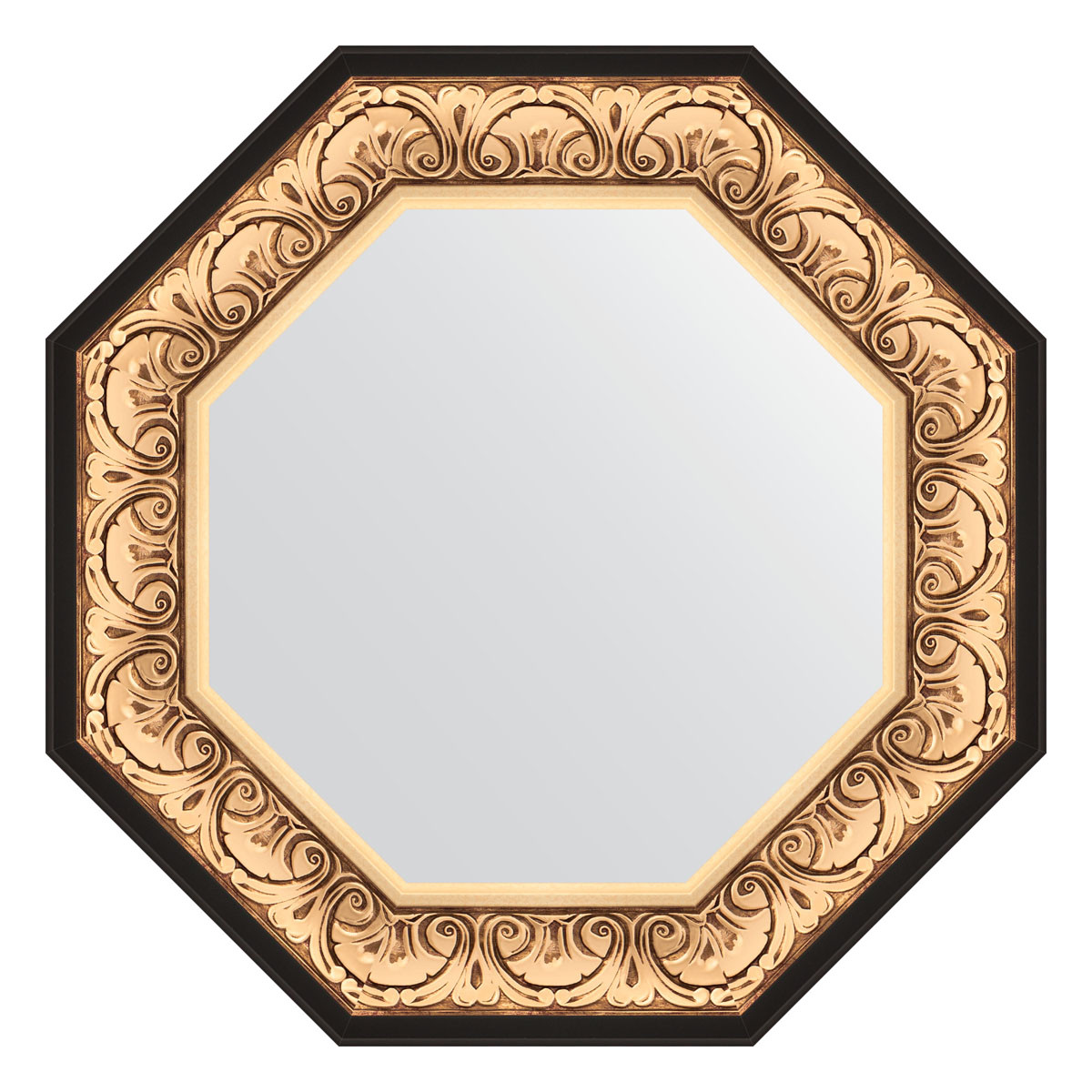 Зеркало в багетной раме - золото барокко 75х75см Evoform Octagon BY 7381