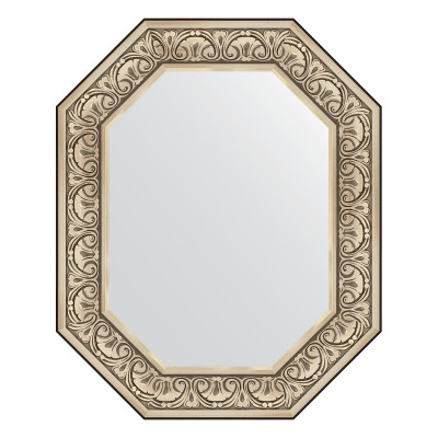 Зеркало в багетной раме - серебро барокко 65х80см Evoform Octagon BY 7246