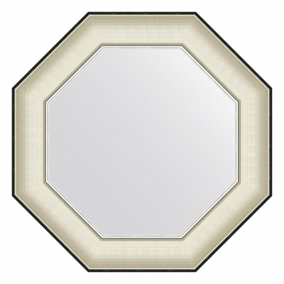Зеркало в багетной раме - белая кожа с хромом 54х54см Evoform Octagon BY 7439