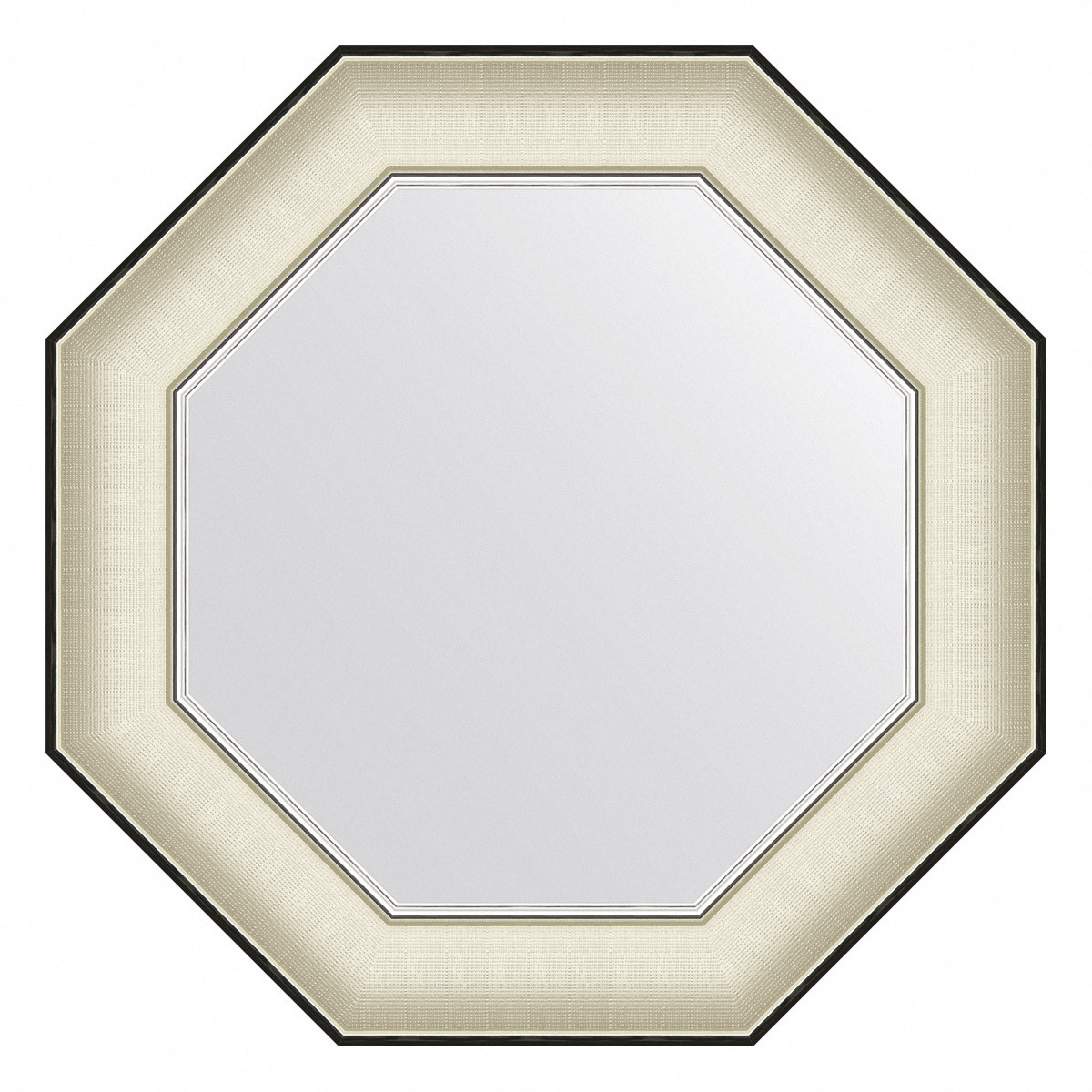 Зеркало в багетной раме - белая кожа с хромом 54х54см Evoform Octagon BY 7439
