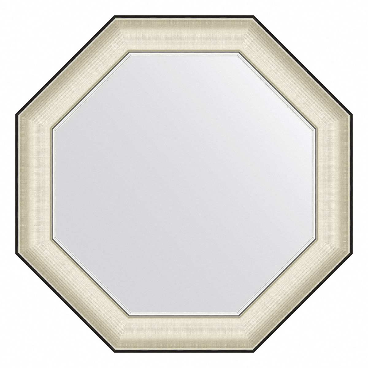 Зеркало в багетной раме - белая кожа с хромом 64х64см Evoform Octagon BY 7440