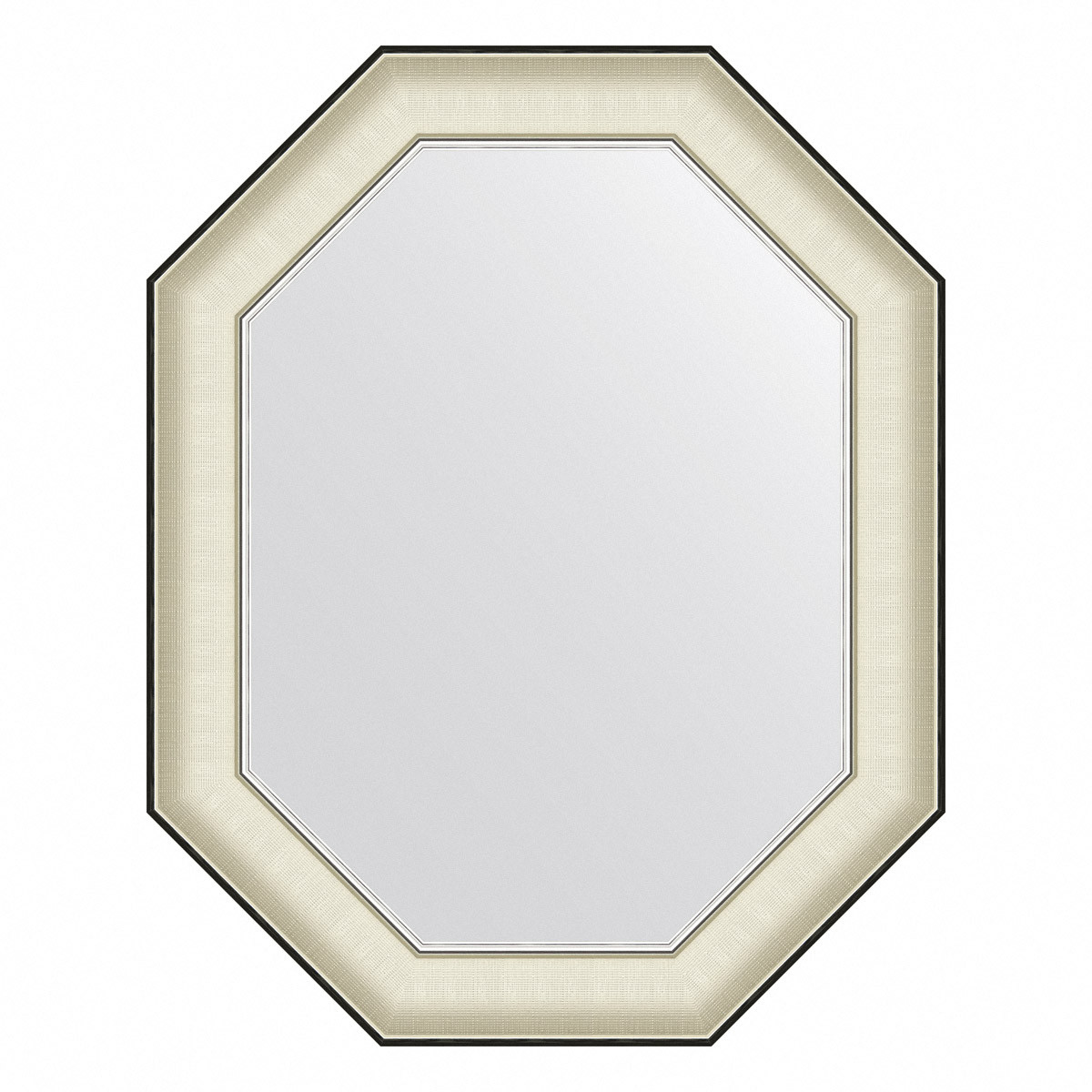 Зеркало в багетной раме - белая кожа с хромом 59х74см Evoform Octagon BY 7443
