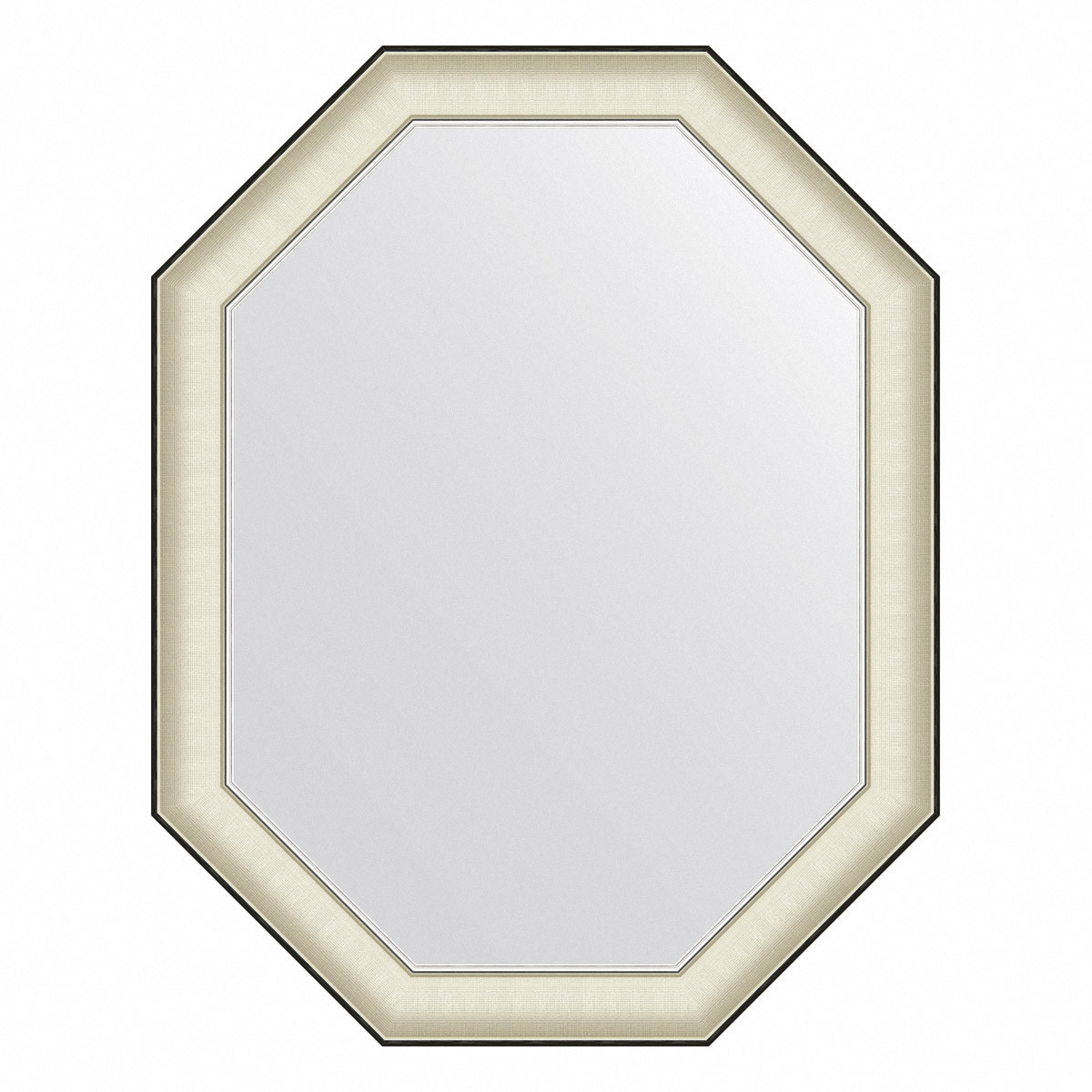 Зеркало в багетной раме - белая кожа с хромом 74х94см Evoform Octagon BY 7445