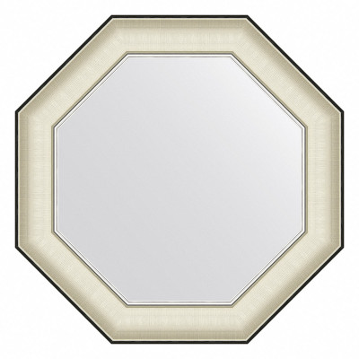 Зеркало в багетной раме - белая кожа с хромом 59х59см Evoform Octagon BY 7446
