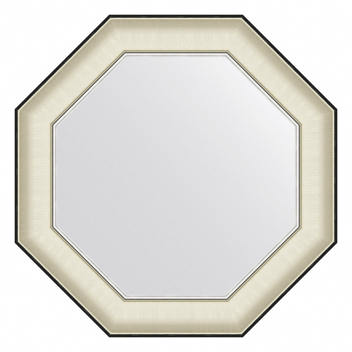 Зеркало в багетной раме - белая кожа с хромом 69х69см Evoform Octagon BY 7447