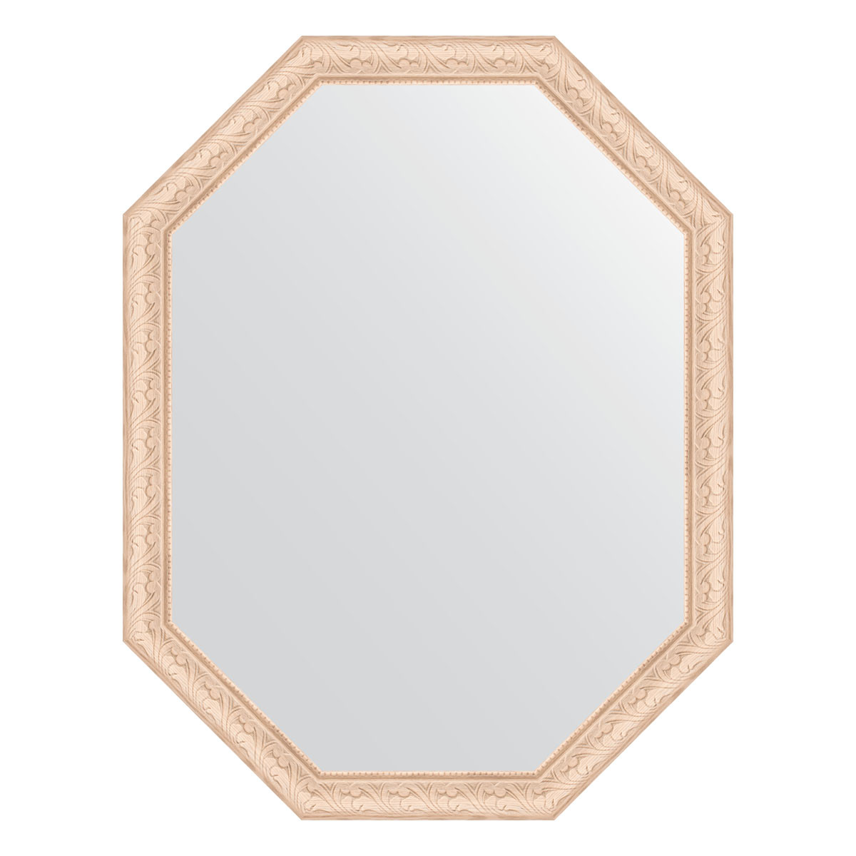 Зеркало в багетной раме - беленый дуб 70х90см Evoform Octagon BY 7036