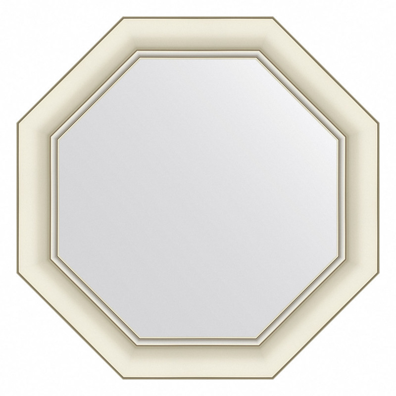 Зеркало в багетной раме - белый с серебром 61х61см Evoform Octagon BY 7431