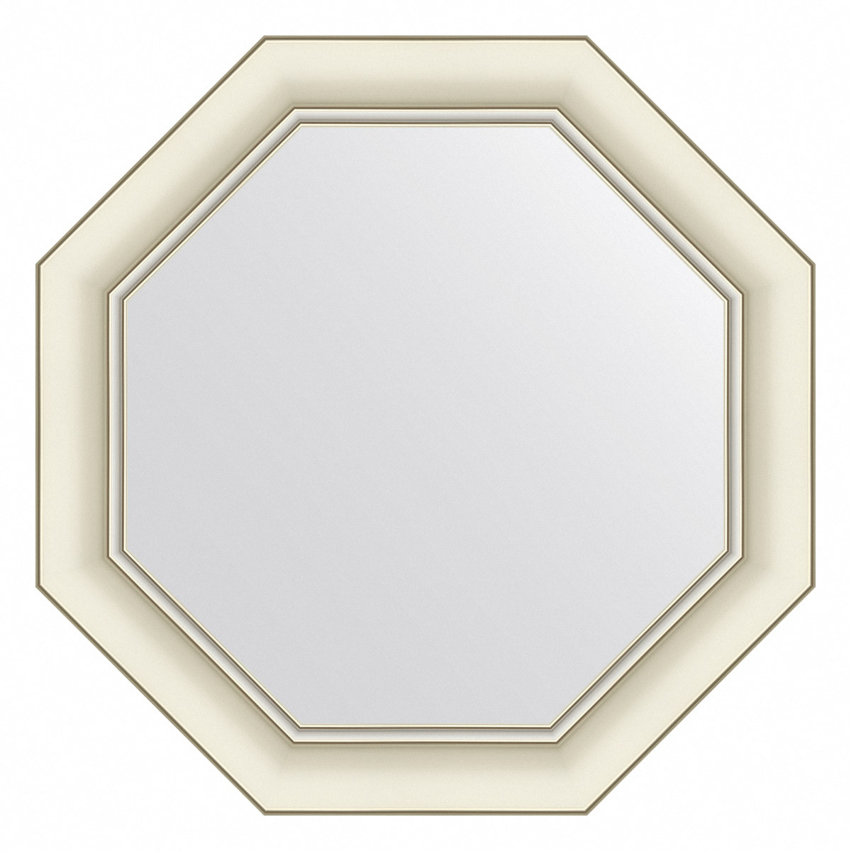 Зеркало в багетной раме - белый с серебром 61х61см Evoform Octagon BY 7431