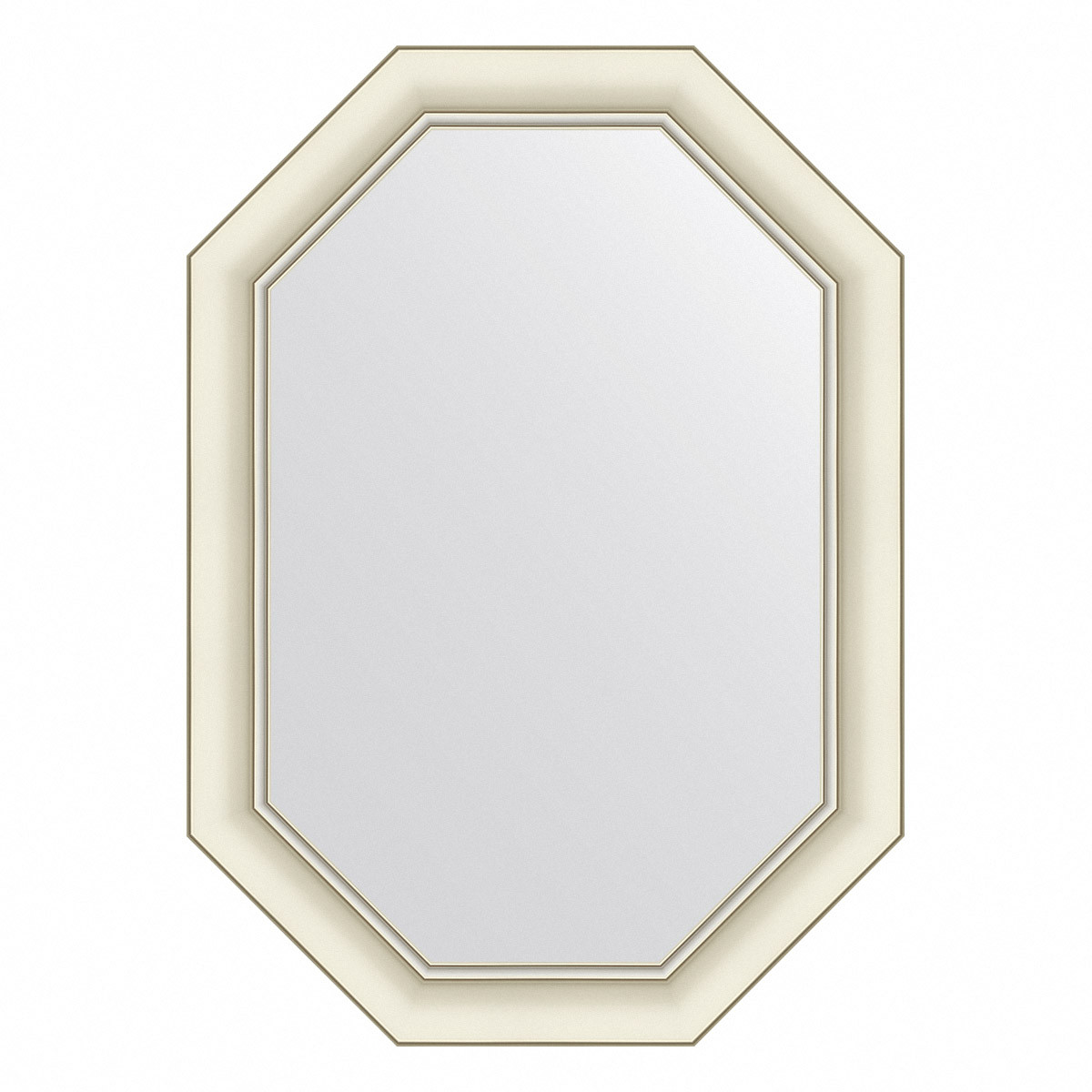 Зеркало в багетной раме - белый с серебром 51х71см Evoform Octagon BY 7433