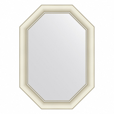 Зеркало в багетной раме - белый с серебром 56х71см Evoform Octagon BY 7434