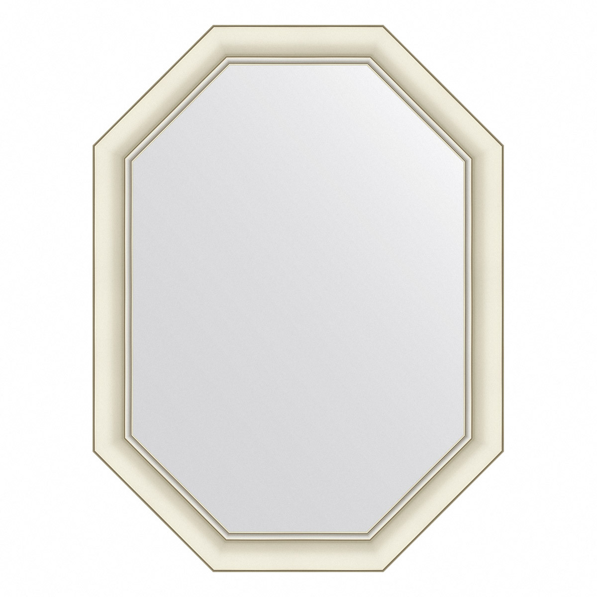 Зеркало в багетной раме - белый с серебром 61х81см Evoform Octagon BY 7435