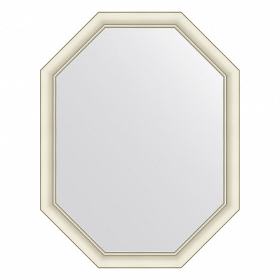 Зеркало в багетной раме - белый с серебром 71х91см Evoform Octagon BY 7436