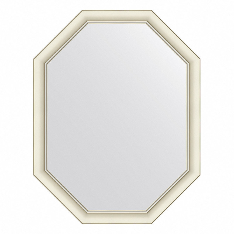 Зеркало в багетной раме - белый с серебром 71х91см Evoform Octagon BY 7436