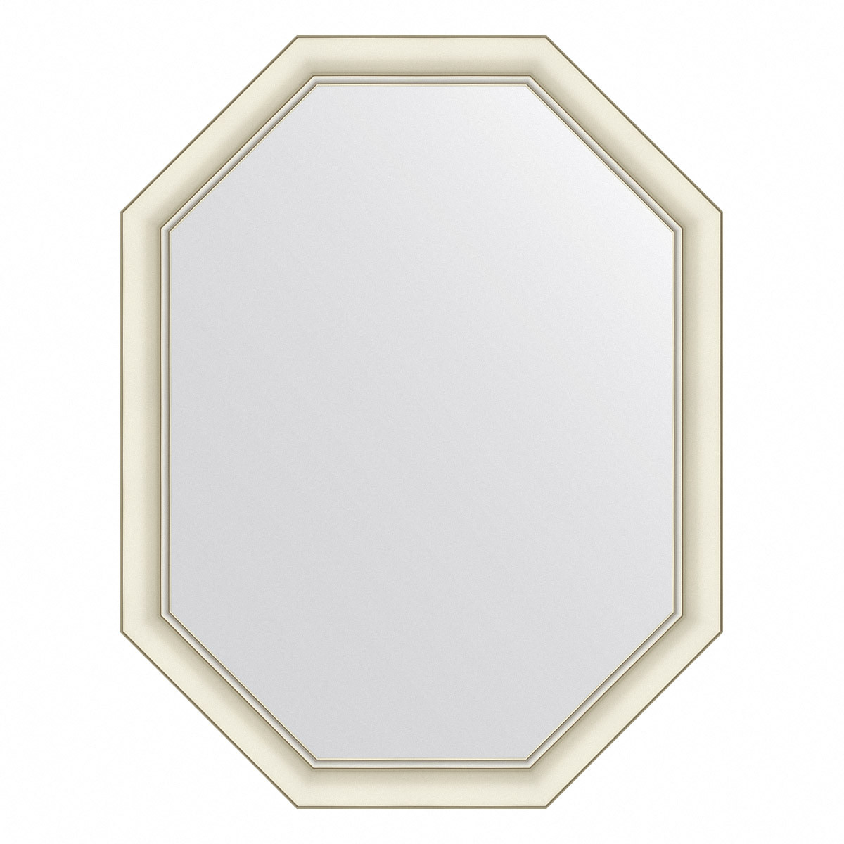 Зеркало в багетной раме - белый с серебром 71х91см Evoform Octagon BY 7436