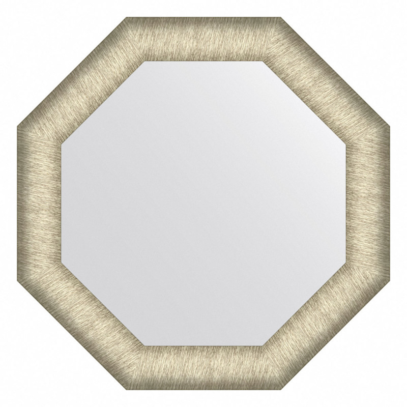 Зеркало в багетной раме - брашированное серебро 50х50см Evoform Octagon BY 7421