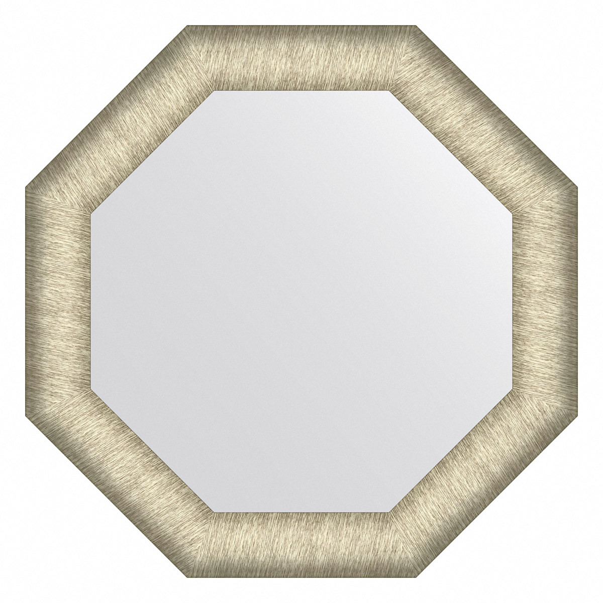 Зеркало в багетной раме - брашированное серебро 50х50см Evoform Octagon BY 7421