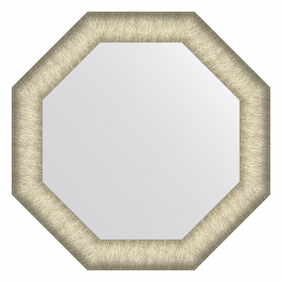Зеркало в багетной раме - брашированное серебро 70х70см Evoform Octagon BY 7423