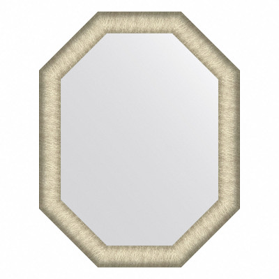 Зеркало в багетной раме - брашированное серебро 55х70см Evoform Octagon BY 7425