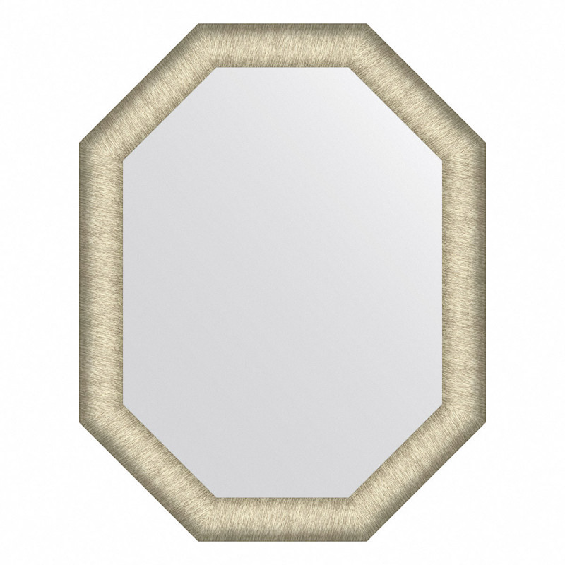 Зеркало в багетной раме - брашированное серебро 55х70см Evoform Octagon BY 7425