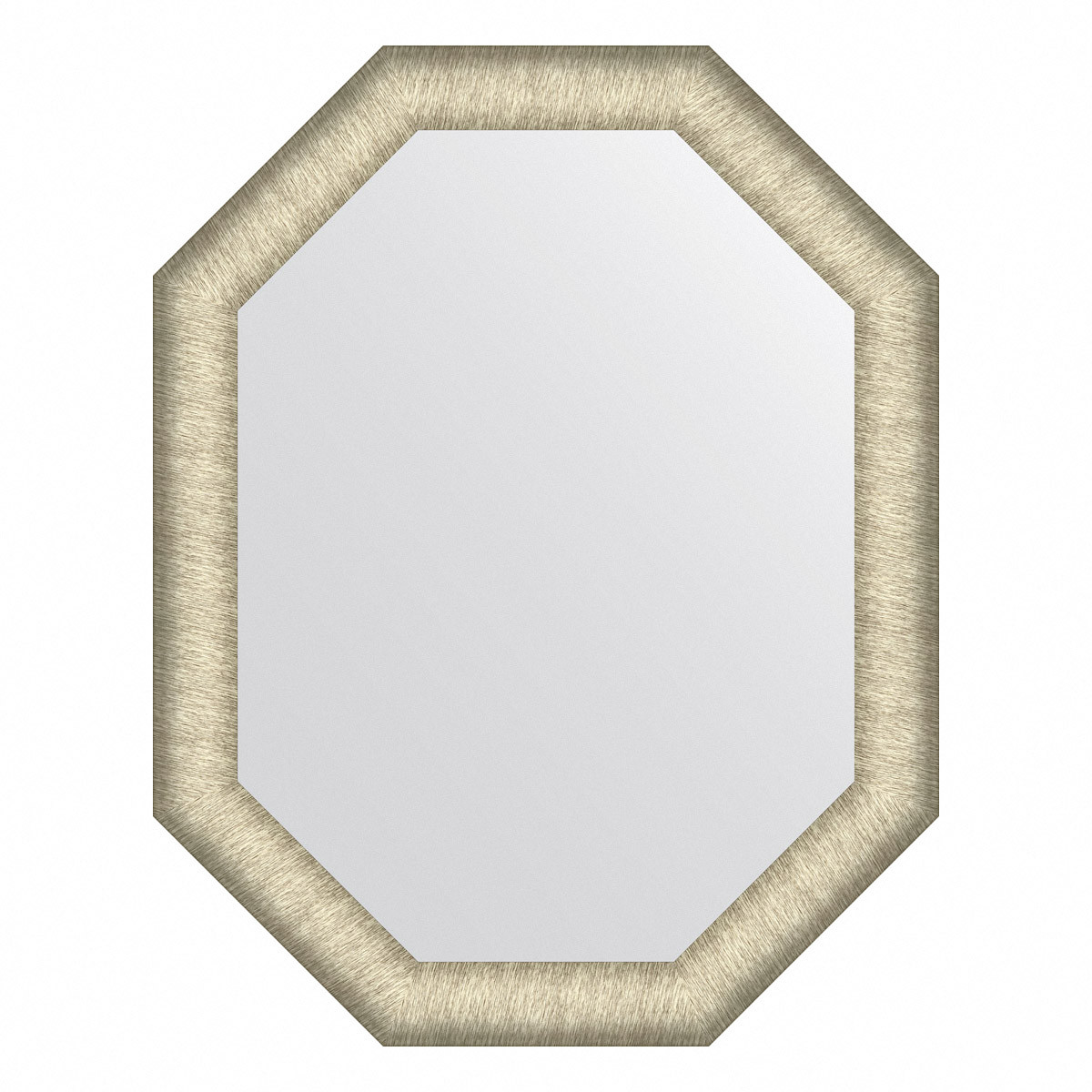 Зеркало в багетной раме - брашированное серебро 55х70см Evoform Octagon BY 7425