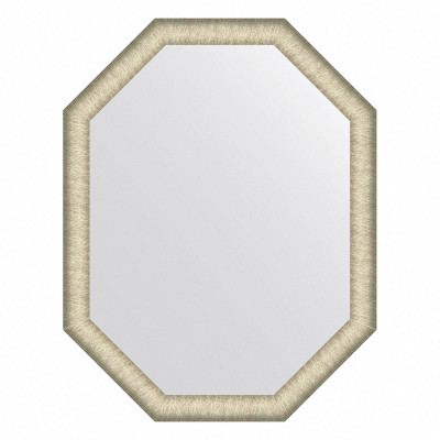 Зеркало в багетной раме - брашированное серебро 70х90см Evoform Octagon BY 7427