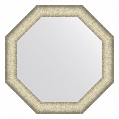Зеркало в багетной раме - брашированное серебро 65х65см Evoform Octagon BY 7429