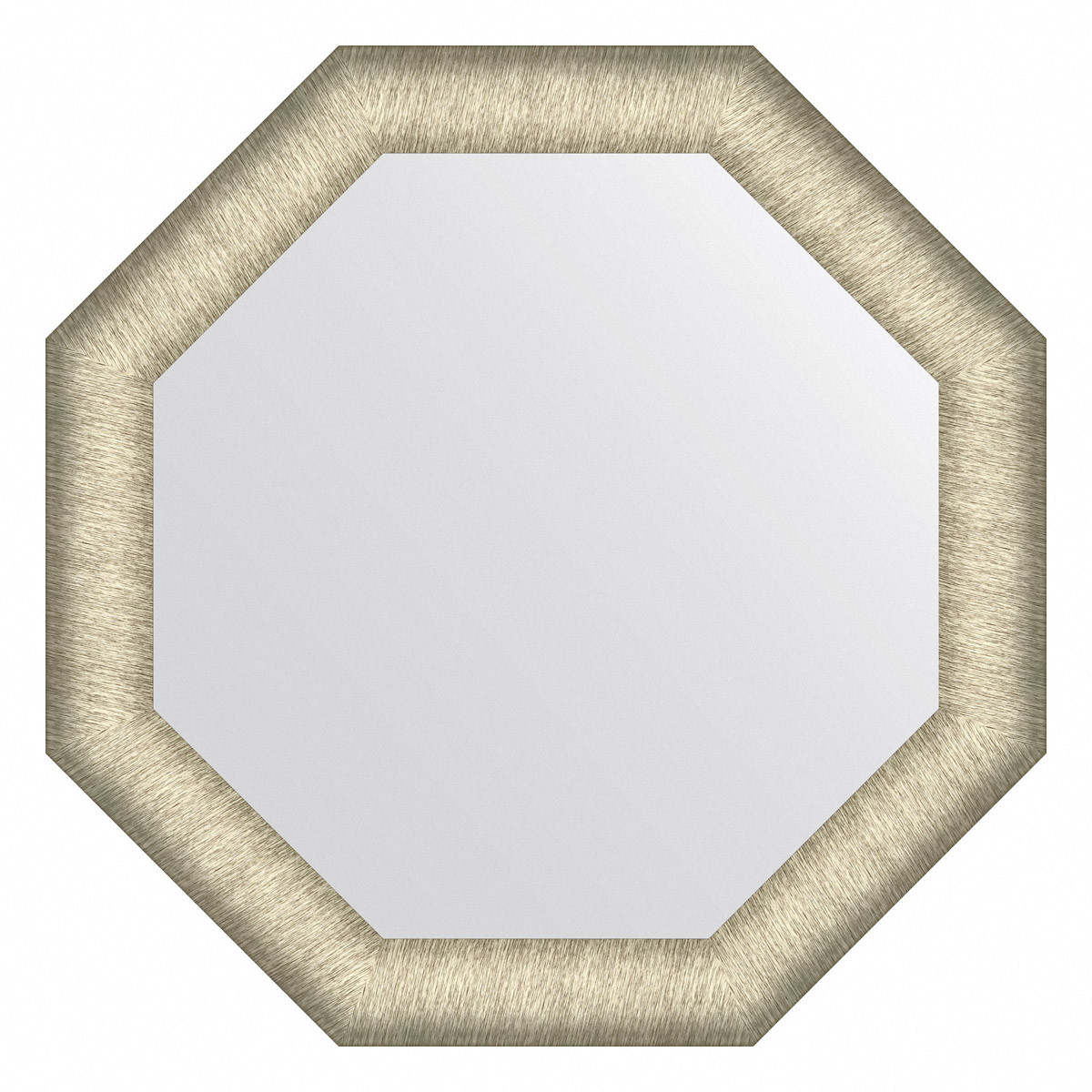 Зеркало в багетной раме - брашированное серебро 65х65см Evoform Octagon BY 7429