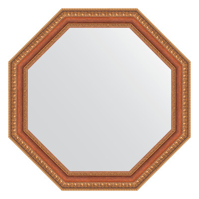 Зеркало в багетной раме - бронзовые бусы на дереве 66х66см Evoform Octagon BY 3982